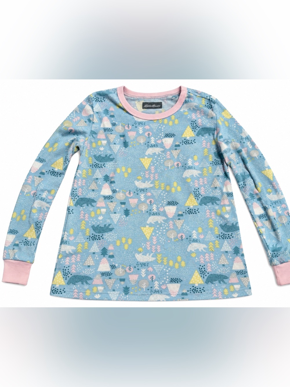 Eddie Bauer Kids Blue Woodland Bear Pajama Top L 14/16